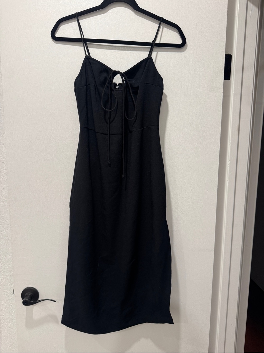 Abercrombie & Fitch Black Midi Dress | Small Petite | Tie Front | Side Slit